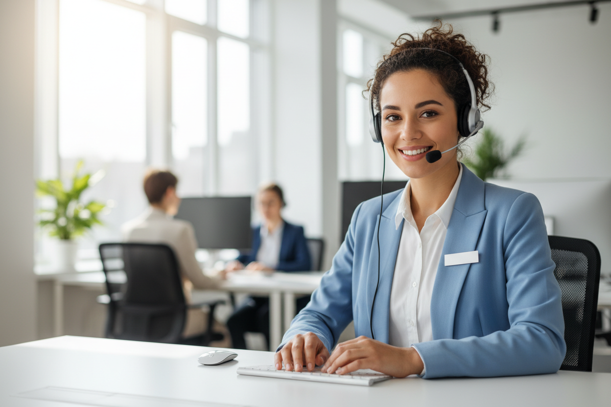 assistenza clienti sorridente donna